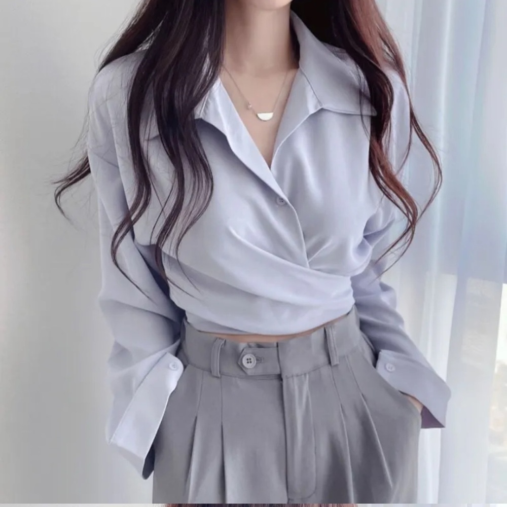 YesStyle White Wrap Blouse one size